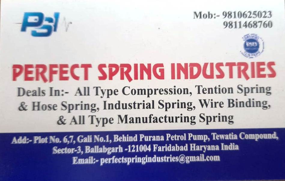 Perfect Spring Industries Ballabgarh Faridabad Spring Manufacturers In Perfect Spring Industries Ballabgarh Faridabad Spring Manufacturers In